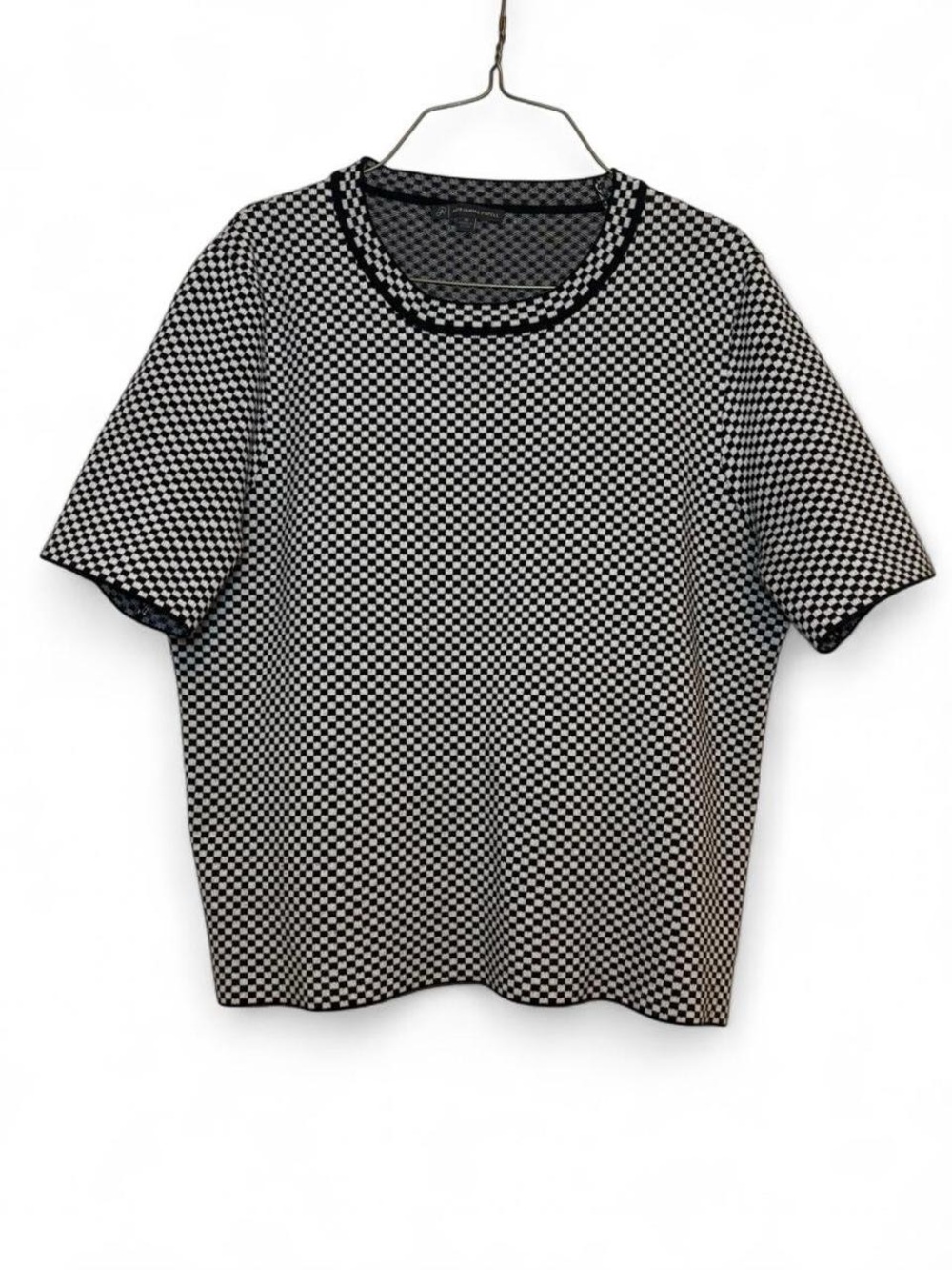 Adrianna Papell Black and White Checker Knit Top
